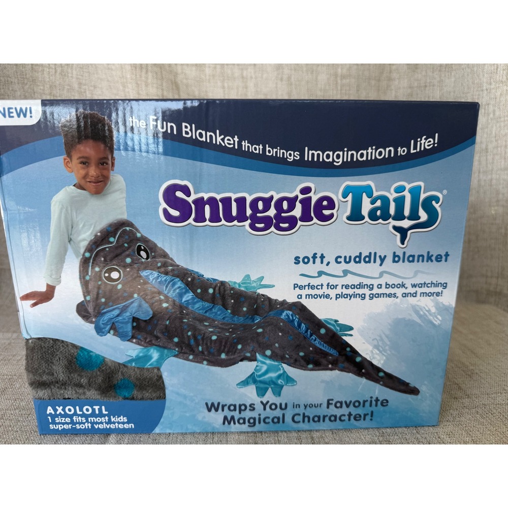 Snuggie Tails Axolotl Wearable Blanket Kids One Size Gray New Soft Velveteen